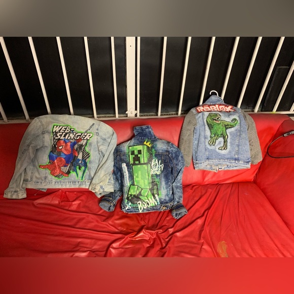 Kids Custom Jean Jackets Roblox Minecraft Spider-Man - Picture 4 of 7